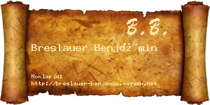 Breslauer Benjámin névjegykártya